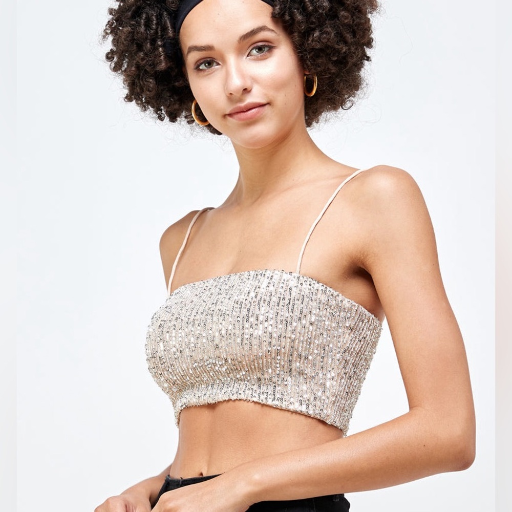 Women’s Sequin Cropped Tank Top. Sizes S-L. NEW!